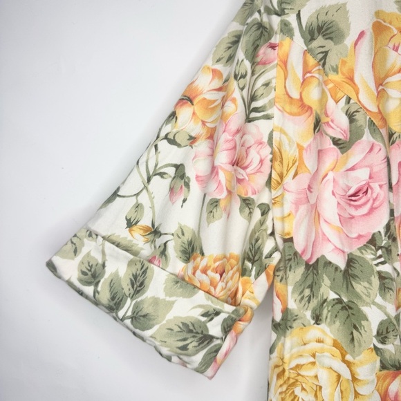 The J. Peterman Company Retro Short Sleeve Floral Midi Dress Size 14 Vintage - Picture 5 of 7